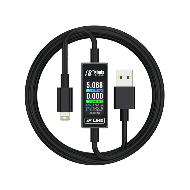 18 Kinds AV-Line 2.0 1.2m Intelligent Detection Charging Data Cable, Interface:USB to 8 Pin