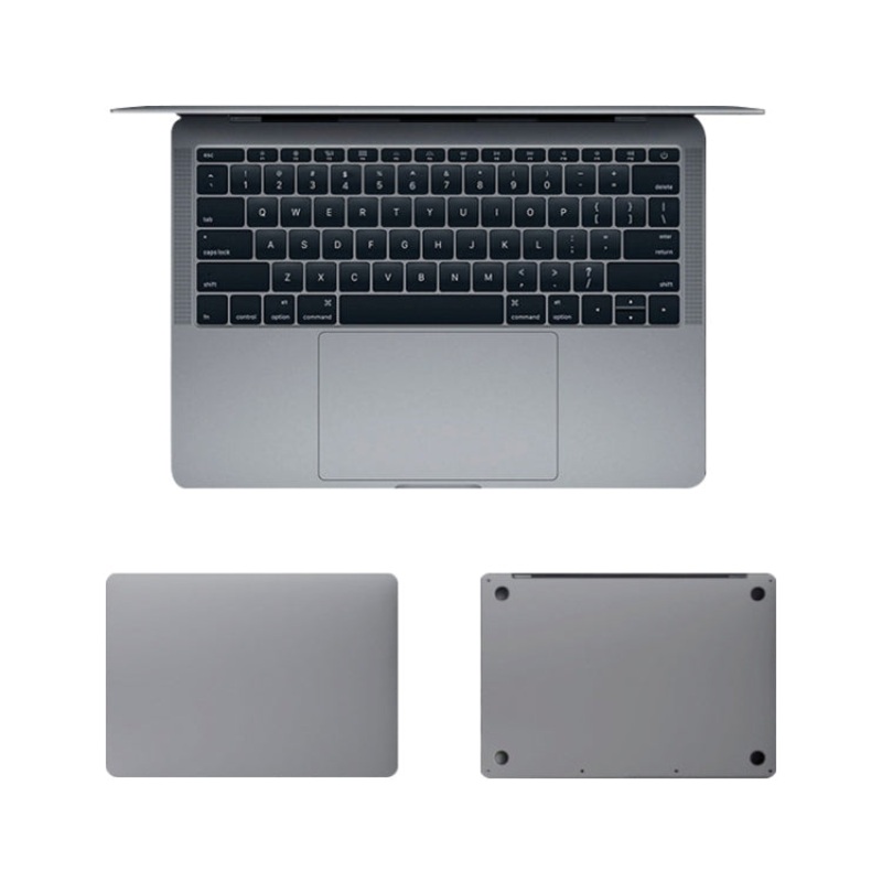For MacBook Air 13.3 inch A1932 (2018) 4 in 1 Upper Cover Film + Bottom Cover Film + Full-support Film + Touchpad Film Laptop Body Protective Film Sticker(Space Gray)