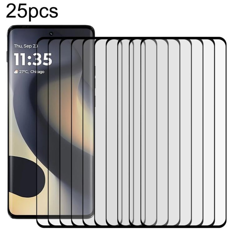 For Motorola Edge 2024 25pcs Full Glue 9H HD 3D Curved Edge Tempered Glass Film(Black)