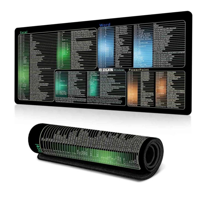 Keyboard Shortcut Desk Mat Mouse Pad Non-Slip Office Desk Pad With Computer Commands 300x600x3mm(No.18)