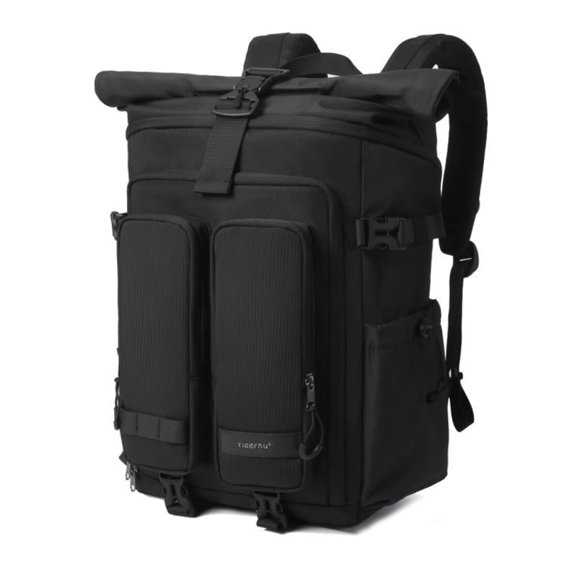 Tigernu Unisex Waterproof Travel Backpack Roll-Top Expandable Design with 15.6-inch Laptop & Tablet Compartment(Black)
