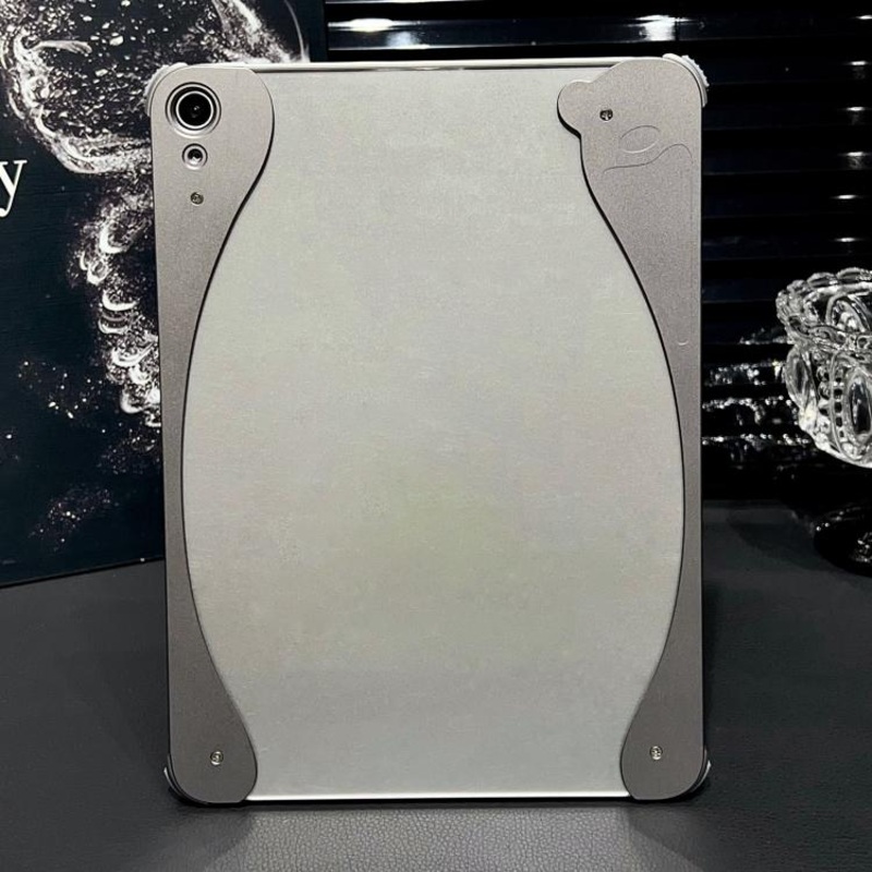 For iPad 2025 / 2022 White Glazed Clear Acrylic Hybrid Metal Tablet Case(Titanium Color)