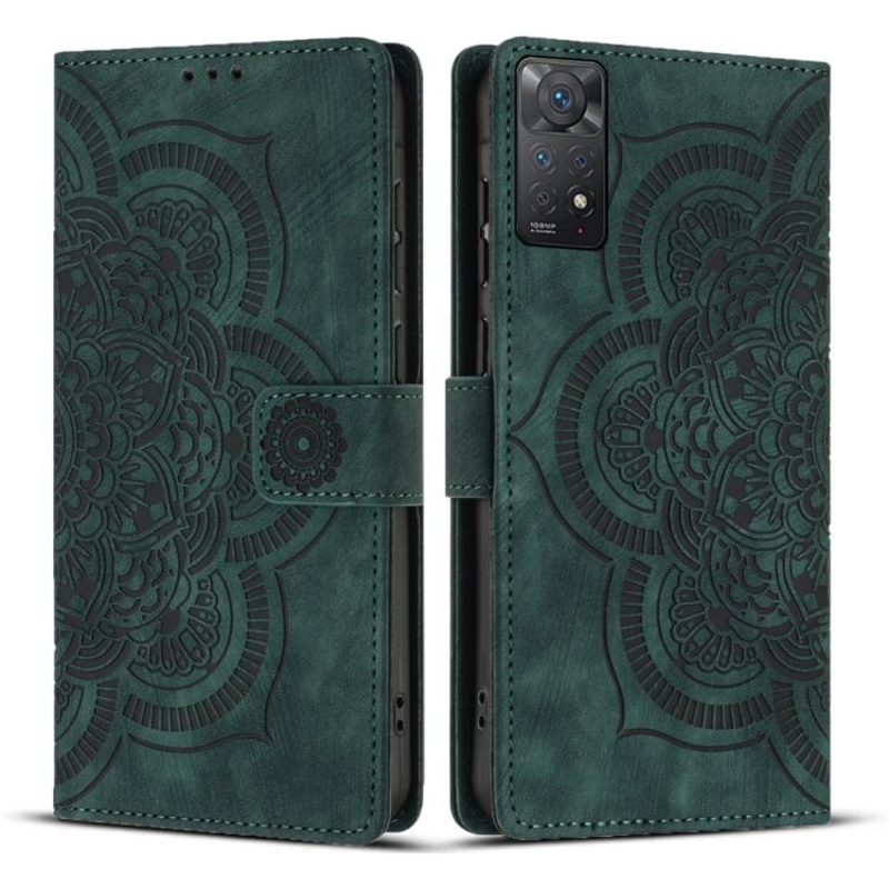 For Redmi Note 11 Pro 4G / 5G Mandala Embossed Retro Frosted Leather Phone Case(Green)