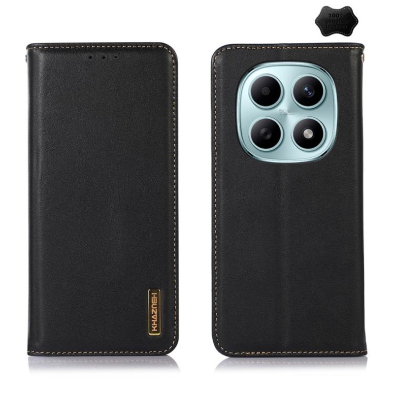 For Redmi Note 15 5G Global 164mm KHAZNEH Nappa Top Layer Cowhide Leather Phone Case(Black)
