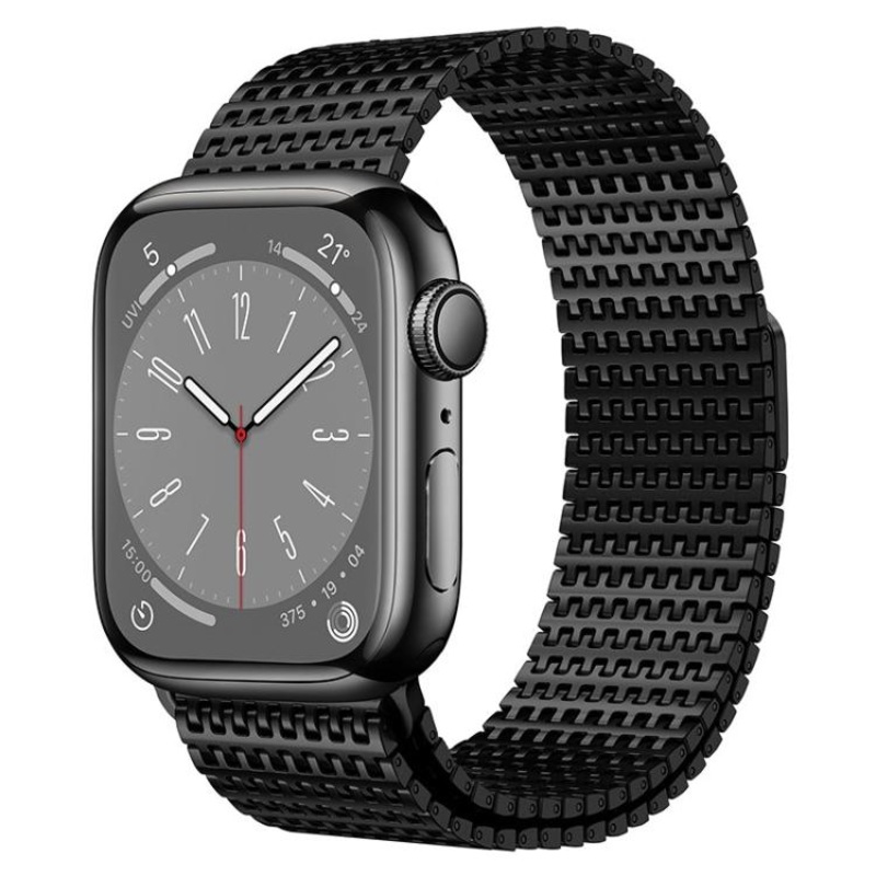 For Apple Watch 42mm / 41mm / 40mm / 38mm Pin-Chain Milanese Magnetic Watch Band(Black)
