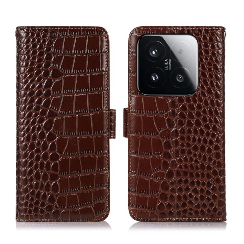 For Xiaomi 15T 5G Crocodile Top Layer Cowhide Leather Phone Case(Brown)