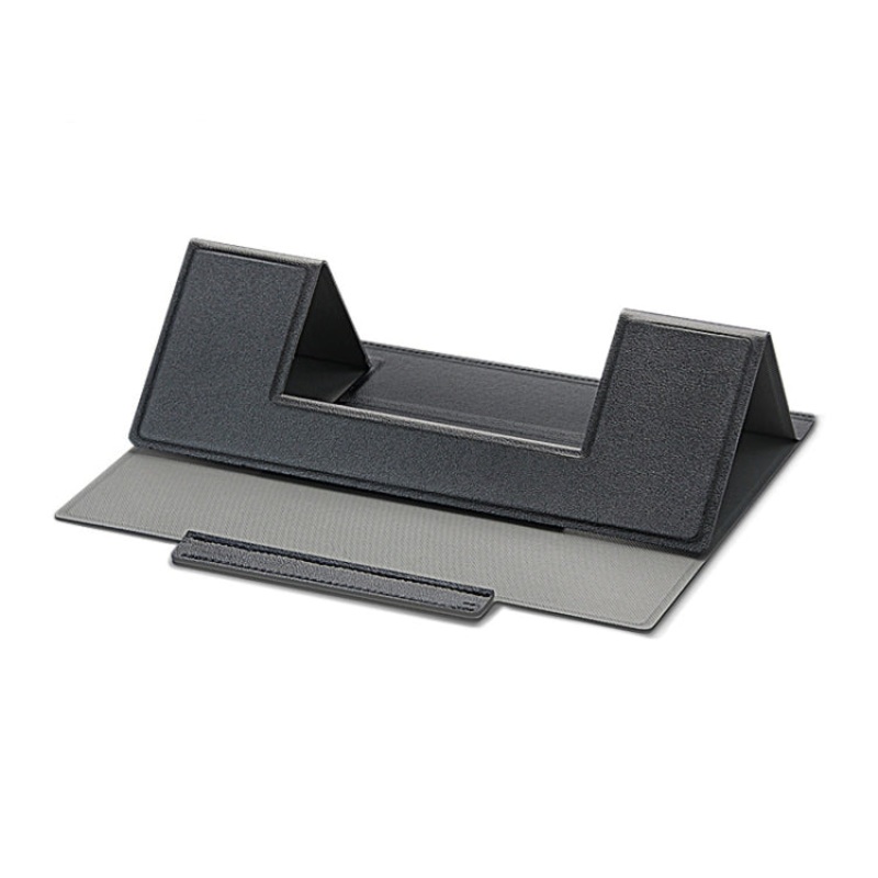 Laptop Leather Folding Stand Tablet Phone Holder(Black)