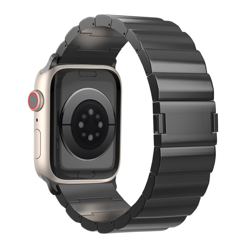 For Apple Watch Series 7 41mm One-Bead Magnetic Buckle Titanium Metal Watch Band(Black)