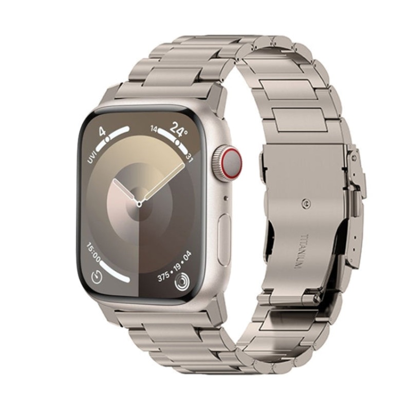 For Apple Watch Series 9 45mm 26mm Safety Buckle Titanium Alloy Watch Band(Titanium)