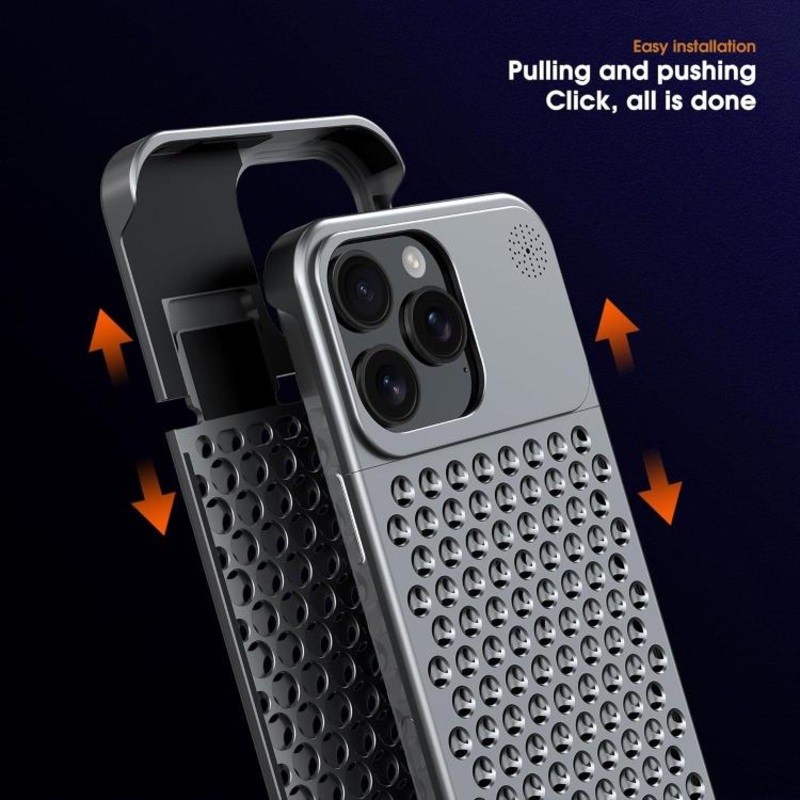 For iPhone 14 Pro Max Kalebol Aromatherapy Aluminum Alloy Cooling Phone Case(Gray)