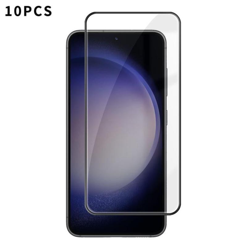 For Samsung Galaxy S23+ 5G 10pcs Kalebol High-Aluminum Screen-Printed Full-Coverage Anti-Fingerprint Black-Bordered HD Tempered Glass Film