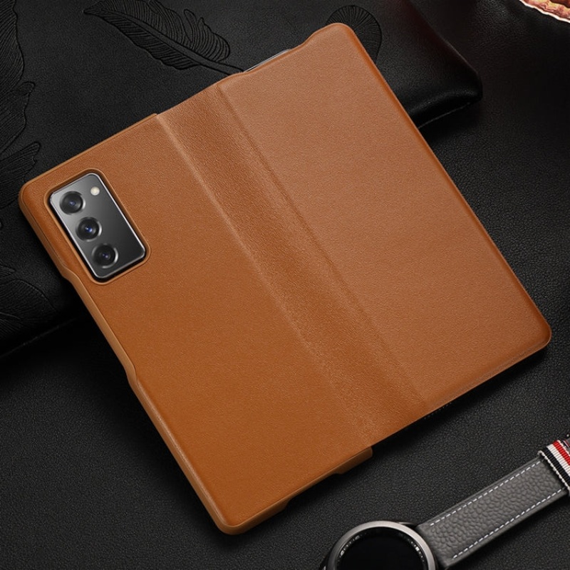 For Samsung Galaxy Z Fold2 5G Exclusive Series Cowhide Texture Horizontal Flip Leather Case(Brown)