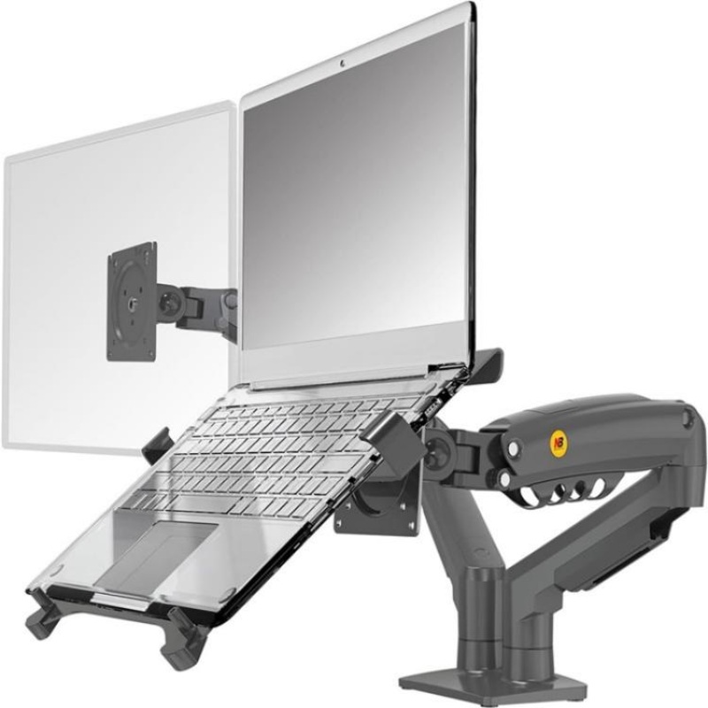 NORTH BAYOU F160-FP Tray Dual Arm Bracket Monitor Desk Mount Adjustable Laptop Holder(Black)