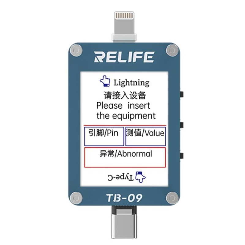 RELIFE TB-09 Type-C / 8 Pin Tail Plug Tester Automatically Locks Fault Points