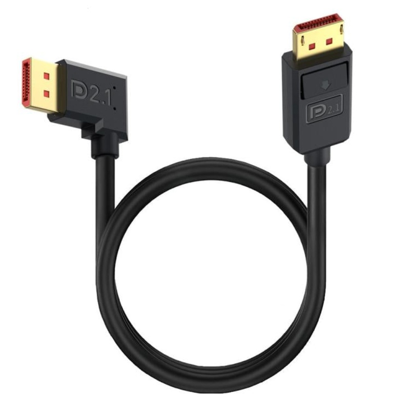 DP2.1 to DP2.1 Left Elbow 52Gbps 16K 30Hz DisplayPort Extension Adapter Cable, Length: 1.2m(Black)