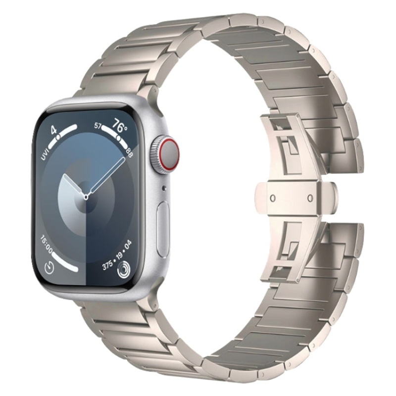 For Apple Watch Series 8 45mm I-shaped Butterfly Buckle Titanium Alloy Watch Band(Titanium)