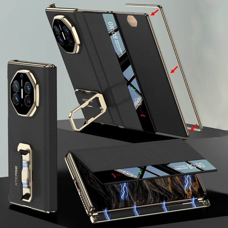 For Huawei Mate XT / XTs Ultimate GKK Magnetic Phantom Full Coverage Flip Leather Case with Supercar Wristband Rotating Holder(Black)