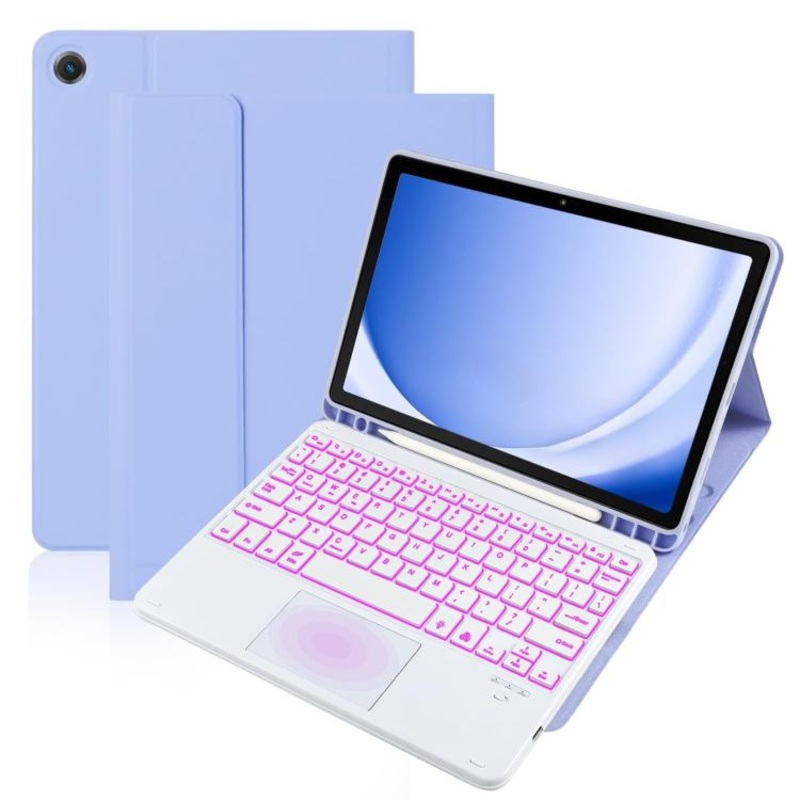 For Samsung Galaxy Tab S7 Plus / S8 Plus / S7 FE Touch Bluetooth Colorful Backlit Keyboard Case(Light Purple)