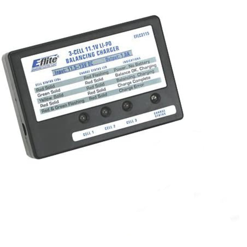 Second Hand 12v E-flite Balancing Charger for 1 to 3S Lipo packs EFLC3115 with Mains Adapter - SECOND HAND (Box 30)
