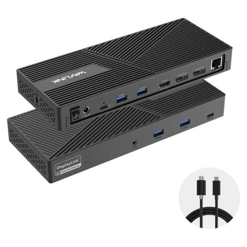 WAVLINK UG69PD24 12-in-1 PD 100W Charging Displaylink Docking Station For Thunderbolt 4 / 3(AU Plug)