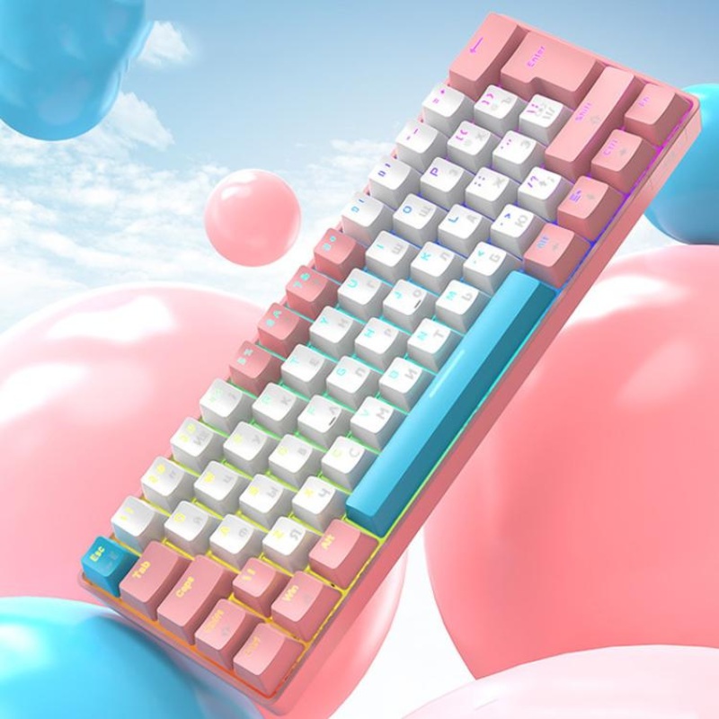 ZIYOULANG T60 Russian Mechanical Keyboard 1.5m Wired Illuminated Gaming Keyboard, Color: Chalk Blue Switch