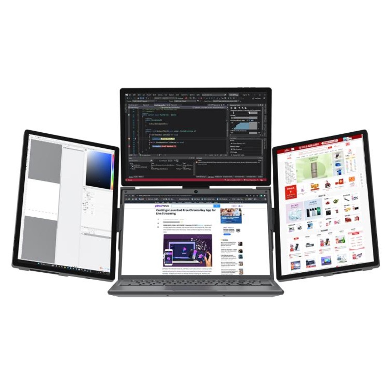 Arie 14 14 inch Expanded Display Triple Portable Monitor, Plug Type:US Plug(Black)