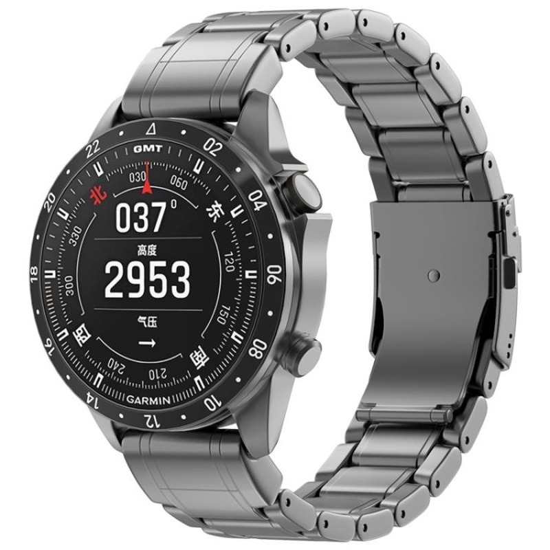 For Gamin 26mm Safety Buckle Pure Titanium Metal Watch Band(Grey)