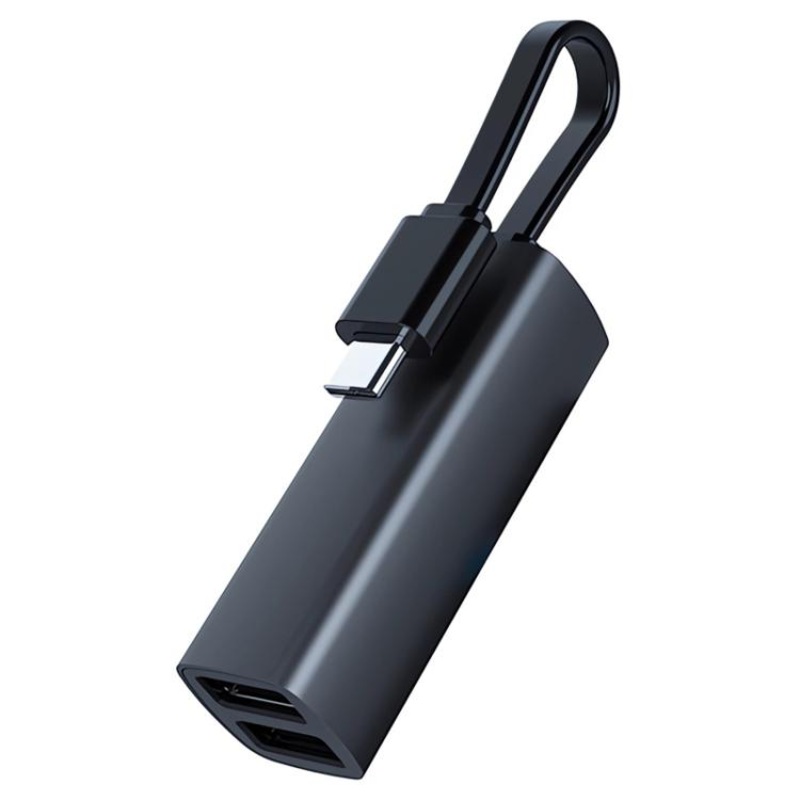 Type-C to USB3.0, Dual USB2.0, SD, TF Card Portable Multi-Functional Dock Station HUB Adapter(Black)