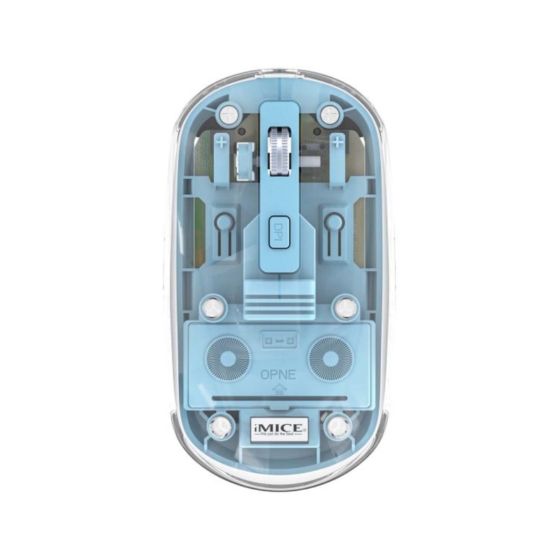 IMICE T400 4 Keys 1600DPI Dual-Mode Mouse Transparent Bluetooth Charging Wireless Silent Mice(Blue)