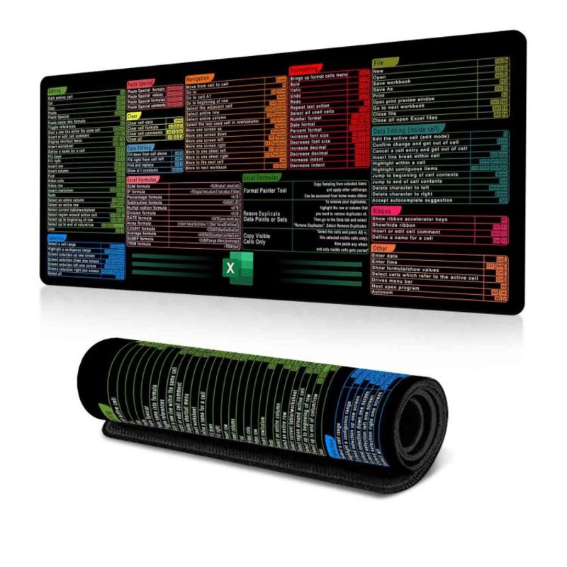 Keyboard Shortcut Desk Mat Mouse Pad Non-Slip Office Desk Pad With Computer Commands 400x900x3mm(No.27)