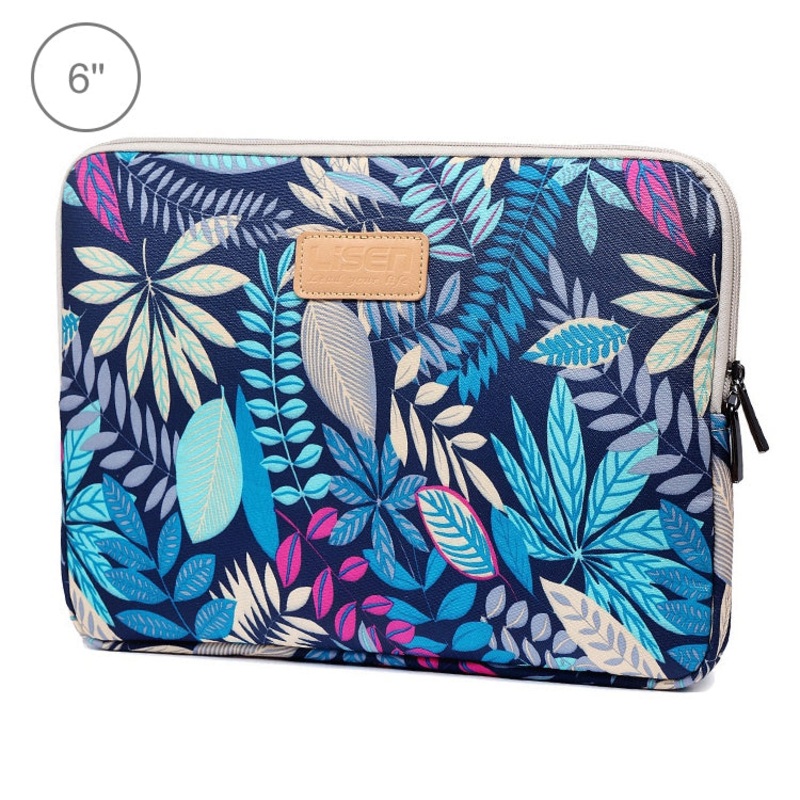 Lisen 6.0 inch Sleeve Case Colorful Leaves Zipper Briefcase Carrying Bag for Amazon Kindle(Blue)