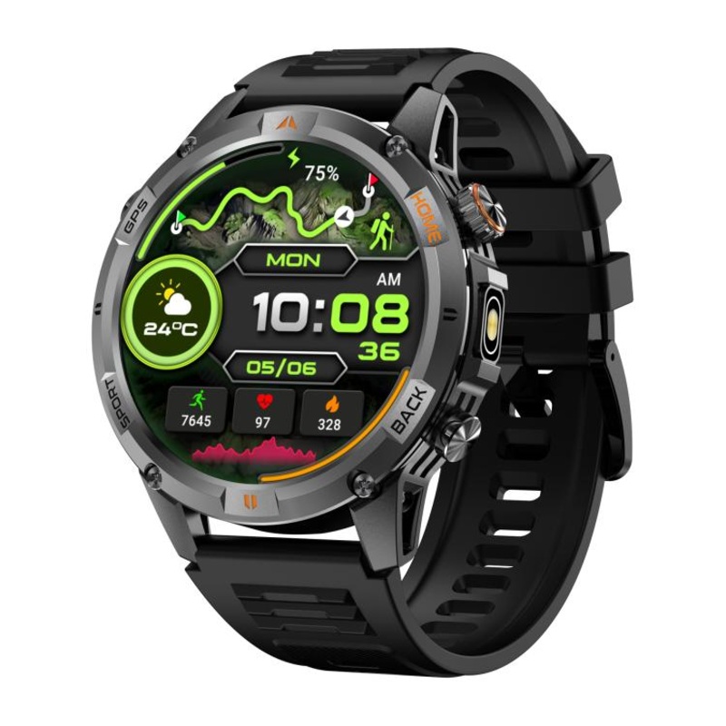 YK15 1.46 inch Round Screen Bluetooth Call GPS Sports Smart Watch(Black)