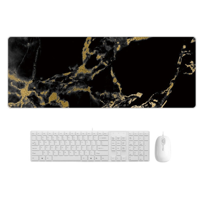 300x800x4mm Marbling Wear-Resistant Rubber Mouse Pad(Black Gold Marble)