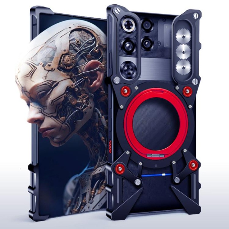 For ZTE nubia RedMagic 11 Pro Rotating Bracket Hollow Metal Phone Case with Lanyard(Black)