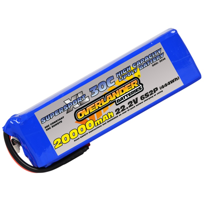 Overlander 20000mAh 22.2V 6S2P 30C Supersport XL LiPo Battery - AS150