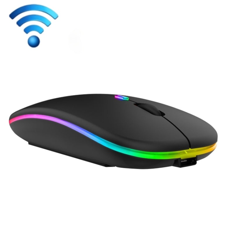 C7002 2400DPI 4 Keys Colorful Luminous Wireless Mouse, Color: Dual-modes Black