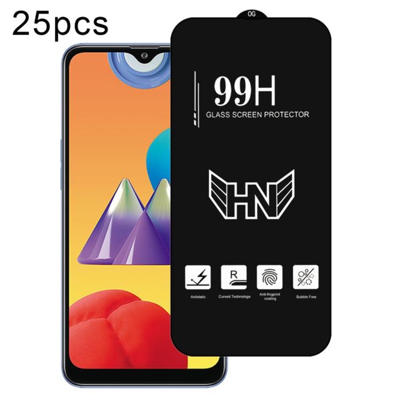 For Samsung Galaxy M01s 25pcs High Aluminum Large Arc Full Screen Tempered Glass Film