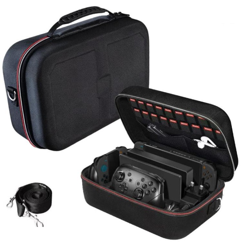 For Switch 2 Hard Shell Carrying Case With Removable Inner Compartment for Console and Full Accessories Set(Black)