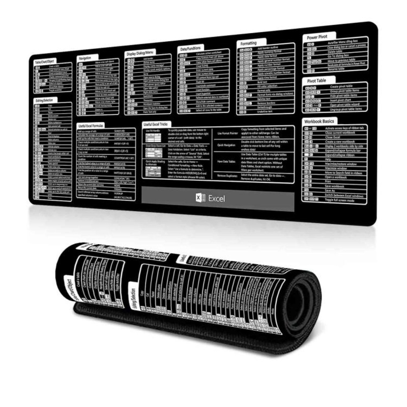 Keyboard Shortcut Desk Mat Mouse Pad Non-Slip Office Desk Pad With Computer Commands 400x800x2mm(No.17)