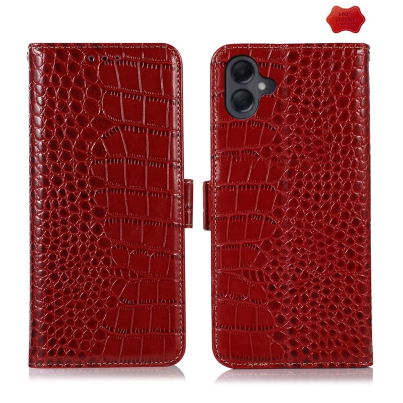 For Samsung Galaxy A06 4G Crocodile Top Layer Cowhide Leather Phone Case(Red)