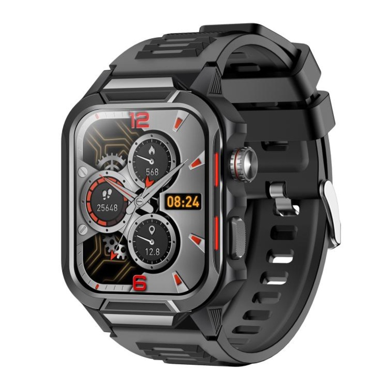 GTS9 1.96 inch TFT Screen Outdoor Rugged Smart Watch 3ATM Waterproof(Black+Black)