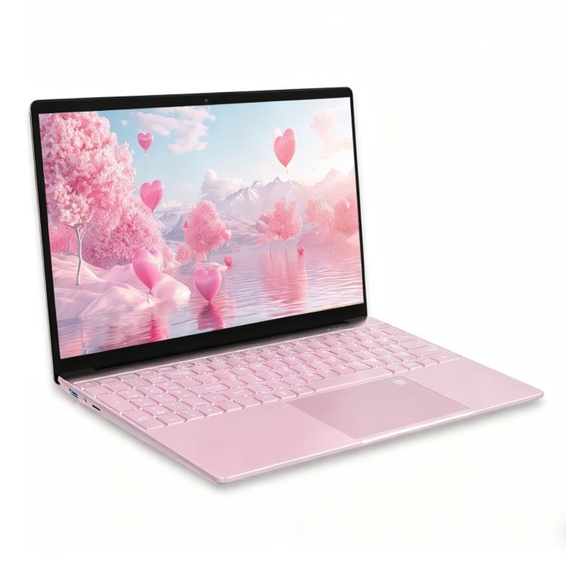 GXMO T152J 15.6 inch Laptop, No Memory, Windows 11 Pro Intel Celeron N5100 Quad Core, Support Fingerprint Unlock, US Plug (Pink)