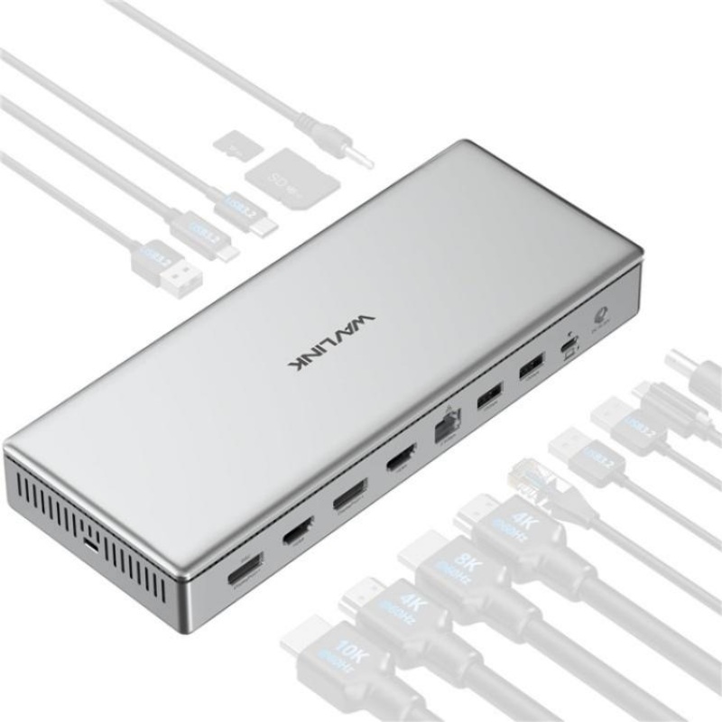 WAVLINK WL-UG75PD1-DH2 USB-C / Type-C Displaylink DL7400 Docking Station Support Quad Display(EU Plug)