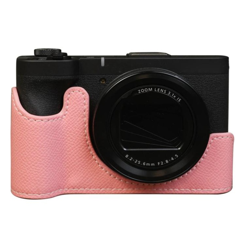 For Canon PowerShot V1 Palm Texture Vegan Leather Camera Half Case Base(Pink)