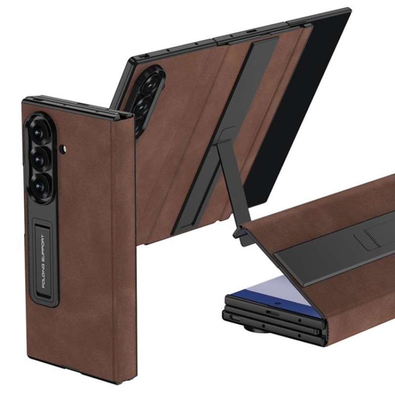 For Samsung Galaxy Z TriFold GKK Full Coverage Flip Phone Case with All Purpose Holder(Forsted Brown)