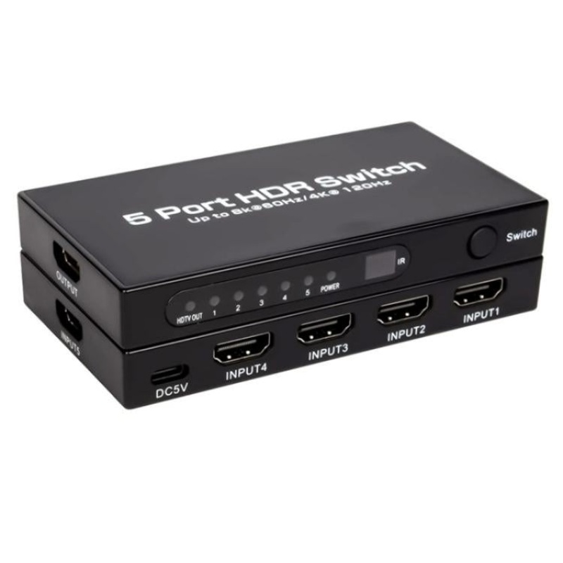 Q8-5 For Home Theater / Office HDMI 2.1 5x1 Switch 8K 60Hz Gaming Video Switcher Control, Plug:US Plug