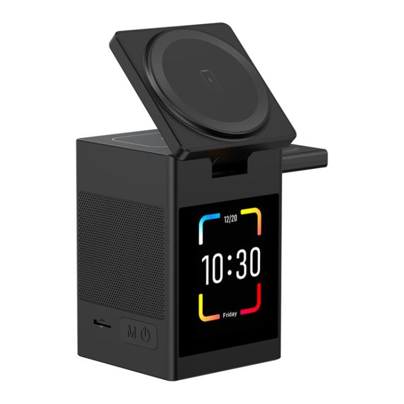 S5D 3 in 1 15W Multi-functional Touchscreen Wireless Charger with Bluetooth Speaker Function(Black)
