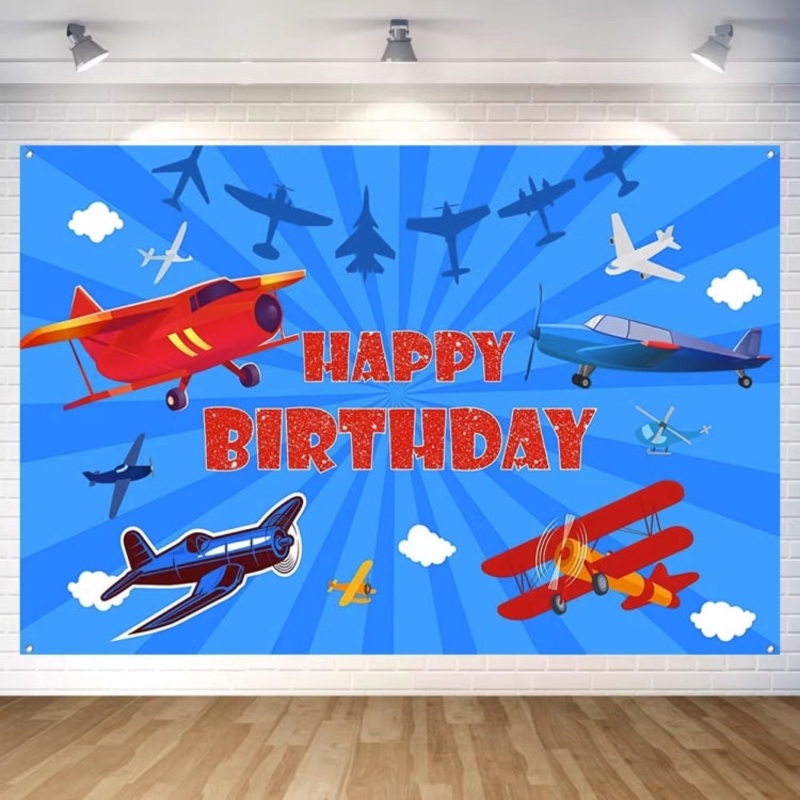 180x120cm Airplane Theme Birthday Background Cloth Children Birthday Party Decoration Photography Background