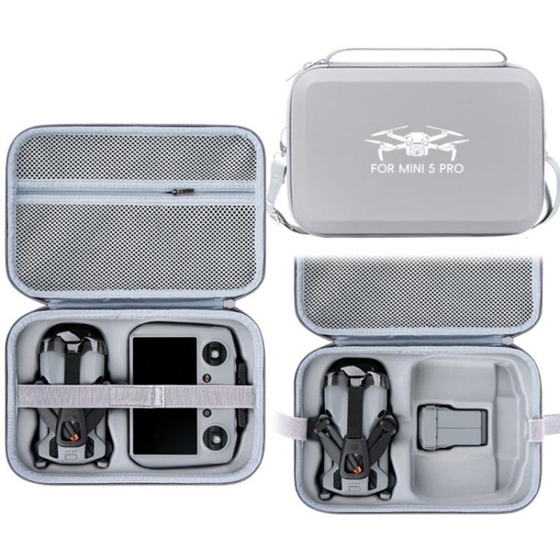 For DJI Mini 5 Pro & RC 2 PU Storage Bag Shoulder Carrying Bag(Gray)