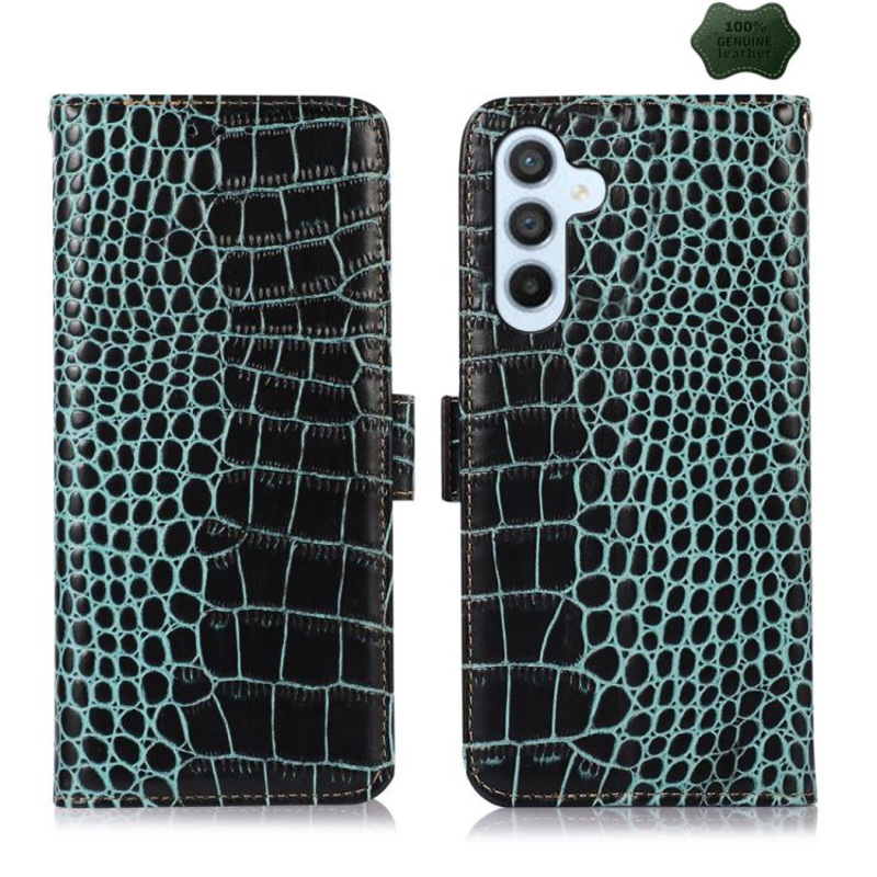 For Samsung Galaxy S26 5G Crocodile Top Layer Cowhide Leather Phone Case(Green)